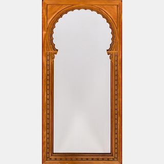 A Continental Fruitwood Marquetry Mirror, 19th Century.