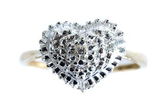 10K Yellow Gold White Gold Heart Ring, Size 7