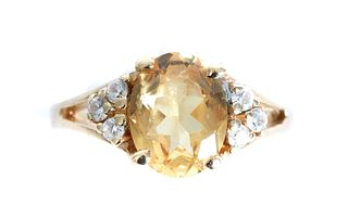 10K Yellow Gold & Citrine Ring, Size 6