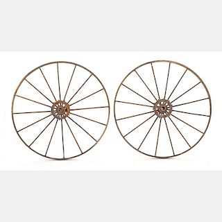 A Pair of Vintage Wrought Iron Wheels, 19th/20th Century.