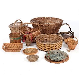 A Miscellaneous Collection of American and Continental Woven Baskets, 19th/20th Century.