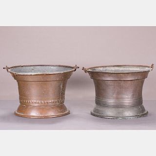 Two Continental Copper and Zinc Buckets, 19th Century.