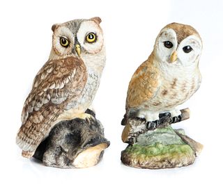 Two Boehm Porcelain Owls: Screech & Barred