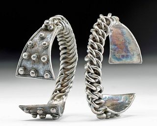 8th C. Viking Silver Woven Bracelets (matched pr)