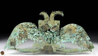 Moche Gilded Copper Headdress - Double Headed Owl