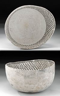 Anasazi Black-On-White Pottery Bowl