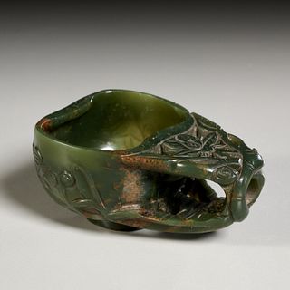Chinese carved jade libation cup