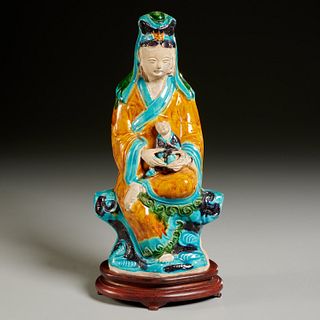 Chinese Fahua glazed Guanyin with child