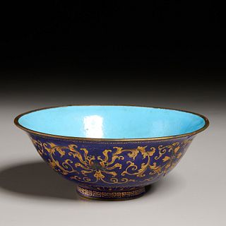 Antique Chinese Peking gilt enamel bowl