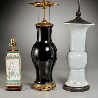 (3) Chinese porcelain vases converted to lamps
