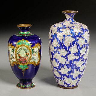 (2) Japanese ginbari cloisonne vases