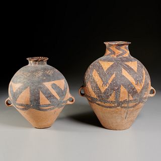 (2) Chinese Neolithic painted terracotta vessels