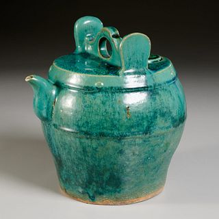 Chinese green glaze Shiwan teapot