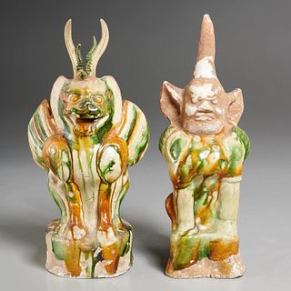 (2) Tang Era sancai-glazed pottery earth spirits