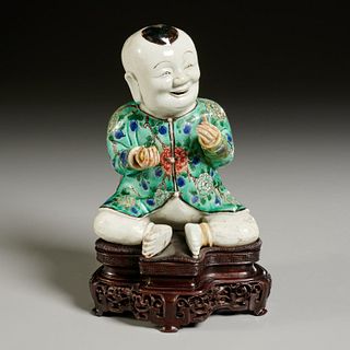 Chinese famille verte porcelain boy