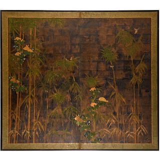 Japanese School, large painted paper screen