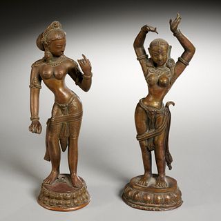 (2) Southeast Asian bronze figures of Parvati