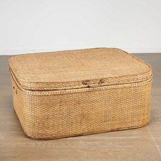 Large vintage Malaysian wicker trunk table