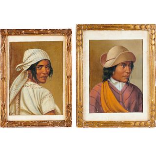 Jose Jara, pair oil on vellum paintings