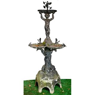Huge putto and clam shell garden fountain