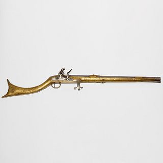 Antique Ottoman jezail flintlock musket