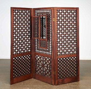 Antique North African hardwood mashrabiya screen