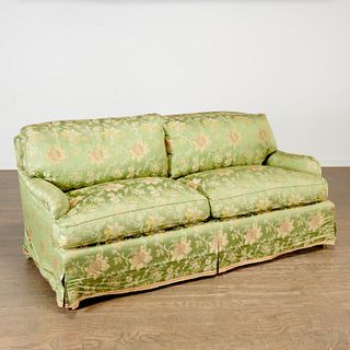 Nice custom silk damask upholstered settee