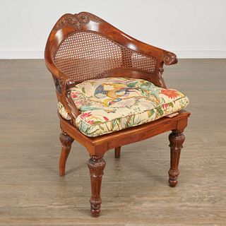 William IV carved mahogany caned bergere