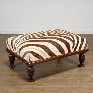 William IV style zebra hide upholstered ottoman