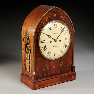 Victorian brass inlaid striking bracket clock