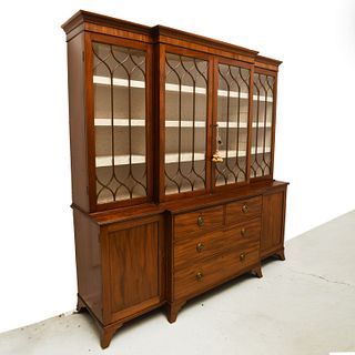 George III style mahogany breakfront bookcase