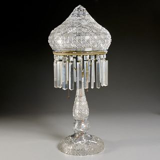 American brilliant cut crystal luster table lamp