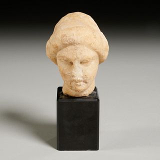 Ancient Greek carved marble female head fragment