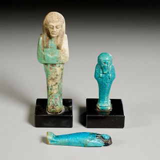 (3) ancient Egyptian faience Ushabti, ex-museum