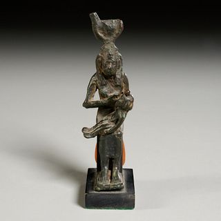Ancient Egyptian bronze statuette of Isis