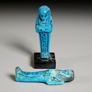 (2) ancient Egyptian bright blue faience Ushabti
