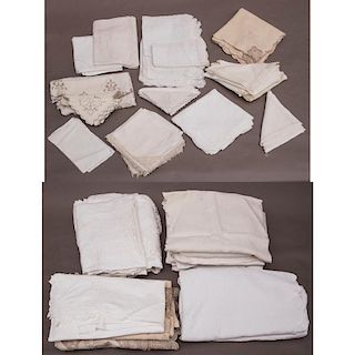 A Miscellaneous Collection of Vintage White and Ecru Linens, 20th Century.