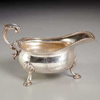 George IV sterling silver tripodal sauceboat