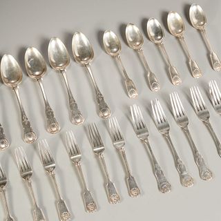 Victorian (23) piece assembled silver flatware set