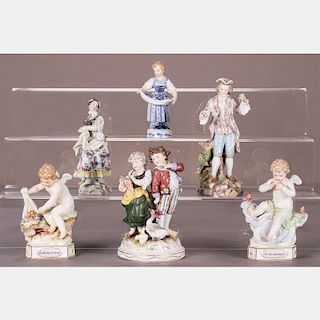 A Miscellaneous Collection of Five Meissen Porcelain Figures, 20th Century.