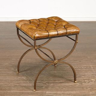 Directoire style steel and bronze campaign stool