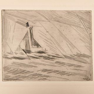 Lyonel Feininger, etching, 1917