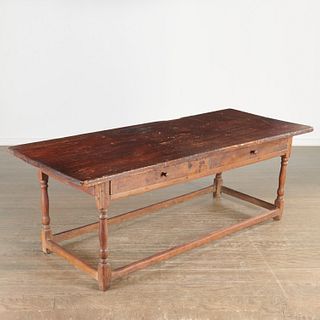 Early Continental walnut farm table