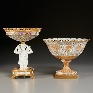 (2) Nice Paris porcelain reticulated corbeilles