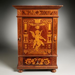 Continental Neoclassic marquetry tabletop cabinet