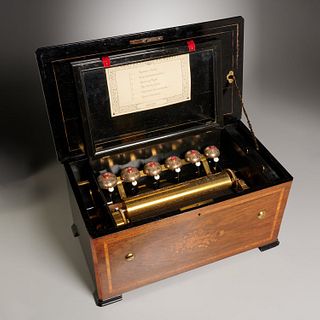 Swiss six-bell cylinder music box