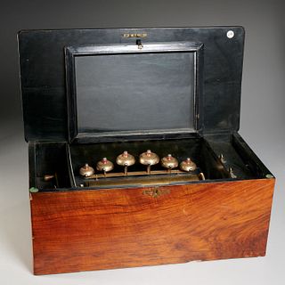 Swiss six-bell cylinder music box