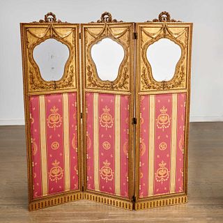 Louis XVI mirrored trifold dressing screen