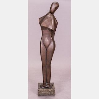 Margarete (Marg) Moll (1884-1977) Standing Female Nude, 1929 Bronze on marble base