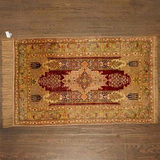 Antique Turkish silk pile carpet